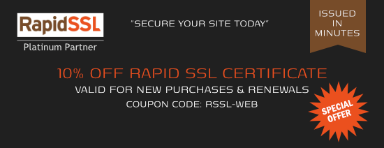 10% Off RapidSSL Certificates - Coupon Code is Valid till 2/28/2025 - PROMO CODE: 
RSSL-WEB