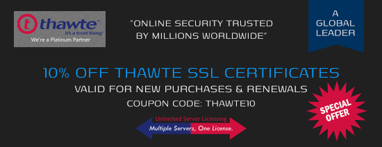 10% off Coupon for Thawte SSL Certificates - PROMO CODE: Thawte10