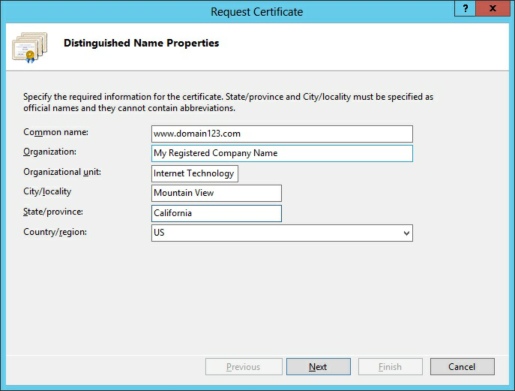 Microsoft IIS 8 CSR Creation Step4